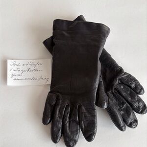 Lord & Taylor Elegant Black Leather Gloves